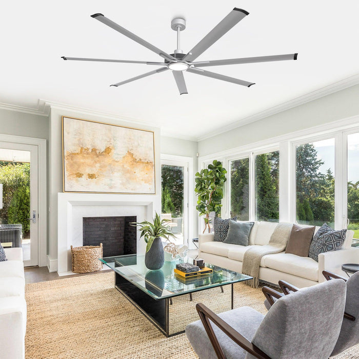 84 Inch 100 Inch Padus Black Large Size Ceiling Fan with Dimmable Lighting and Remote Control - Sweatfully
