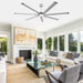 84 Inch 100 Inch Padus Black Large Size Ceiling Fan with Dimmable Lighting and Remote Control - Sweatfully
