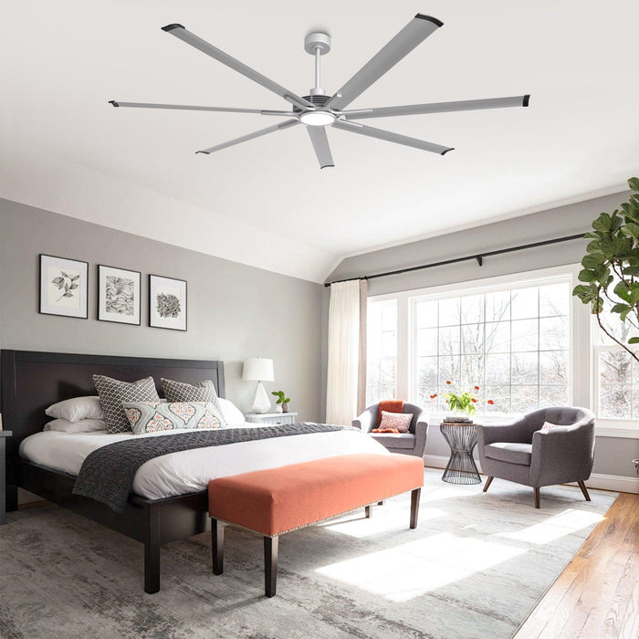 84 Inch 100 Inch Padus Black Large Size Ceiling Fan with Dimmable Lighting and Remote Control - Sweatfully
