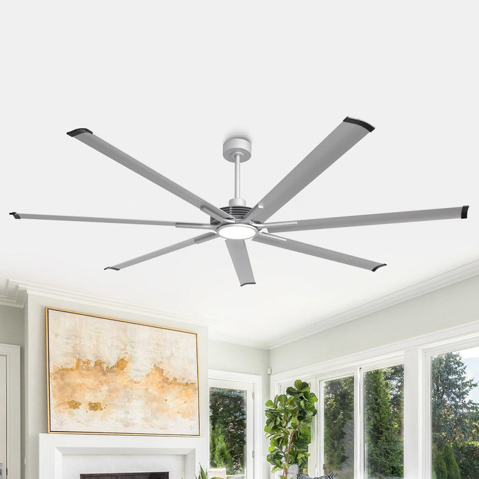 84 Inch 100 Inch Padus Black Large Size Ceiling Fan with Dimmable Lighting and Remote Control - Sweatfully