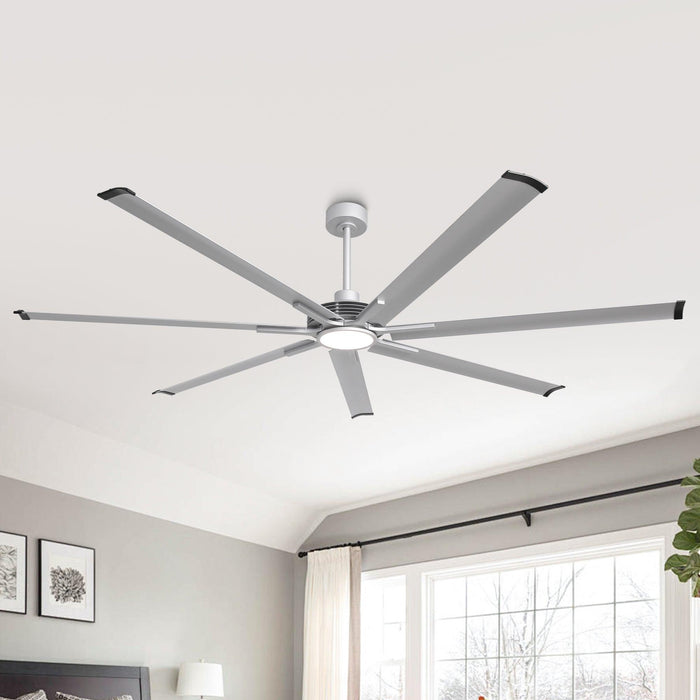 84 Inch 100 Inch Padus Black Large Size Ceiling Fan with Dimmable Lighting and Remote Control - Sweatfully