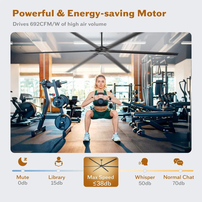 120 Inch HVLS Fan Jupiter Industrial Aluminum Extra Large Ceiling Fan with Remote Control - Sweatfully