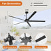 72 Inch 84 Inch Winni All-Aluminum IPX4 Outdoor Ceiling Fan with Remote Control - Sweatfully