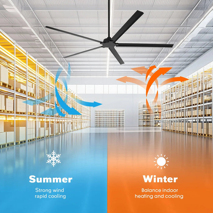 72 Inch 84 Inch Winni All-Aluminum IPX4 Outdoor Ceiling Fan with Remote Control - Sweatfully