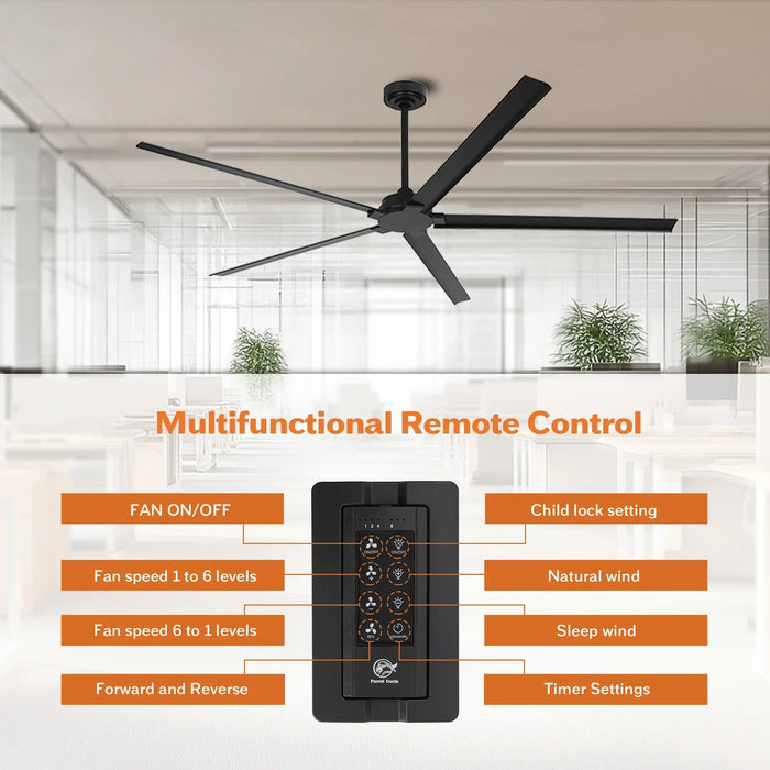 72 Inch 84 Inch Winni All-Aluminum IPX4 Outdoor Ceiling Fan with Remote Control - Sweatfully