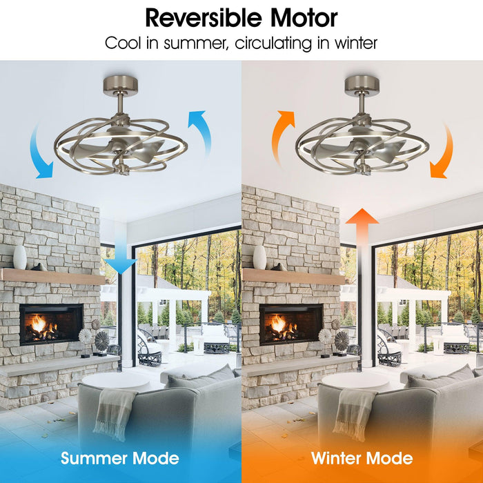 27" Bucholz Industrial DC Motor Brushed Nickel Downrod Mount Reversible Ceiling Fan with Lighting and Remote Control - Sweatfully