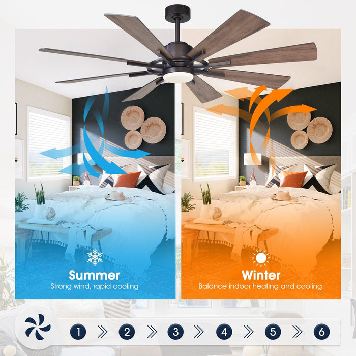 60" Oretha Windmill DC Ceiling Fan with LED Lighting - Sweatfully