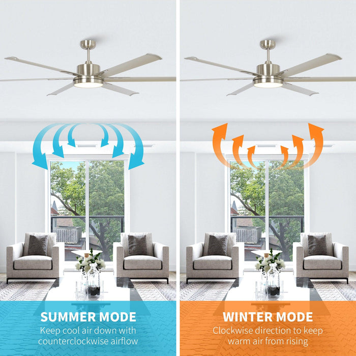 65 Inch Freda DC Motor Modern Downrod Ceiling Fan with LED Light and Remote Control - Sweatfully