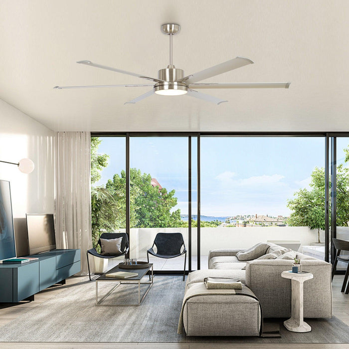 65 Inch Freda DC Motor Modern Downrod Ceiling Fan with LED Light and Remote Control - Sweatfully