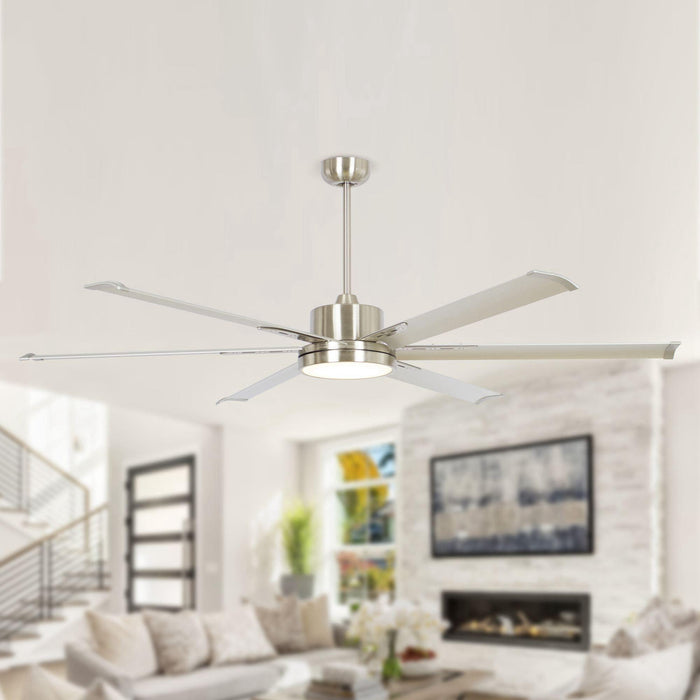 65 Inch Freda DC Motor Modern Downrod Ceiling Fan with LED Light and Remote Control - Sweatfully