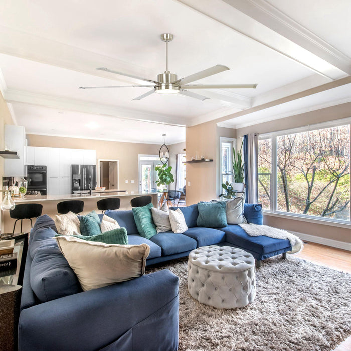 65 Inch Freda DC Motor Modern Downrod Ceiling Fan with LED Light and Remote Control - Sweatfully
