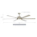 65 Inch Freda DC Motor Modern Downrod Ceiling Fan with LED Light and Remote Control - Sweatfully