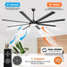 75" Industrial DC Motor Downrod Mount Reversible Ceiling Fan with Lighting and Remote Control - Sweatfully