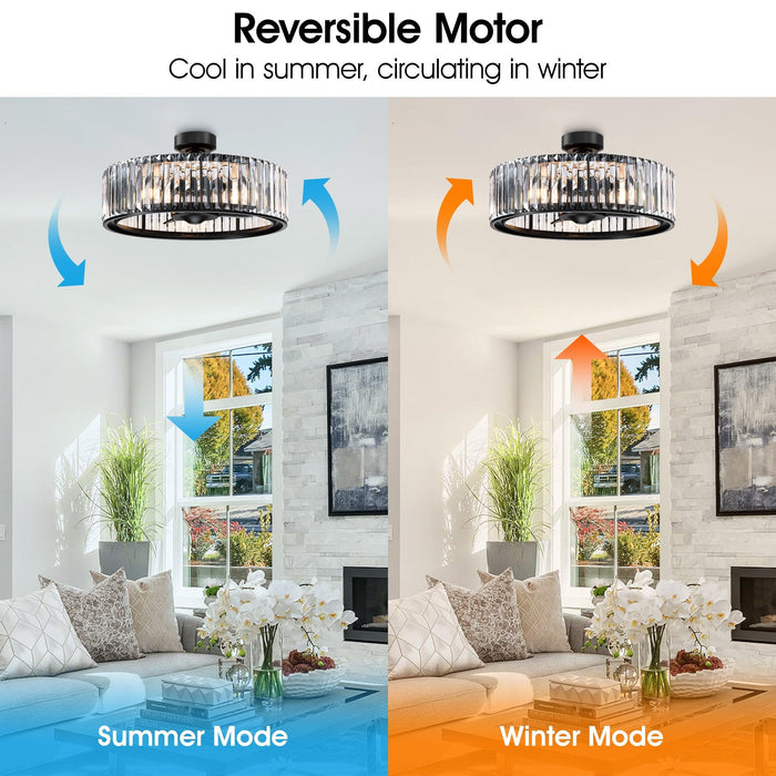 26" Henslee Modern DC Motor Reversible Crystal Fandelier Ceiling Fan with Lighting - Sweatfully