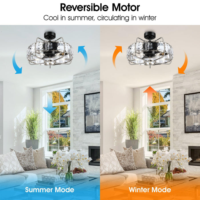 23" Modern DC Motor Downrod Mount Reversible Fandelier Ceiling Fan with Lighting and Remote Control - Sweatfully