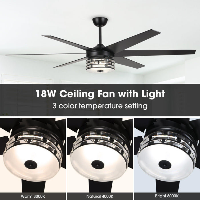 70" Modern DC Motor Downrod Mount Reversible Ceiling Fan with Lighting and Remote Control - Sweatfully