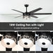 70" Modern DC Motor Downrod Mount Reversible Ceiling Fan with Lighting and Remote Control - Sweatfully