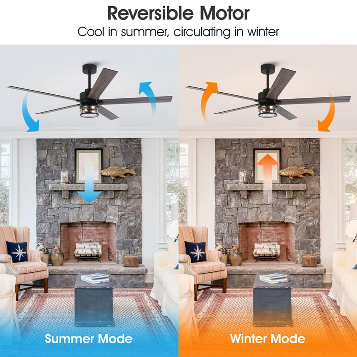 65" Modern Reversible Ceiling Fan with Lighting and Remote Control - Sweatfully