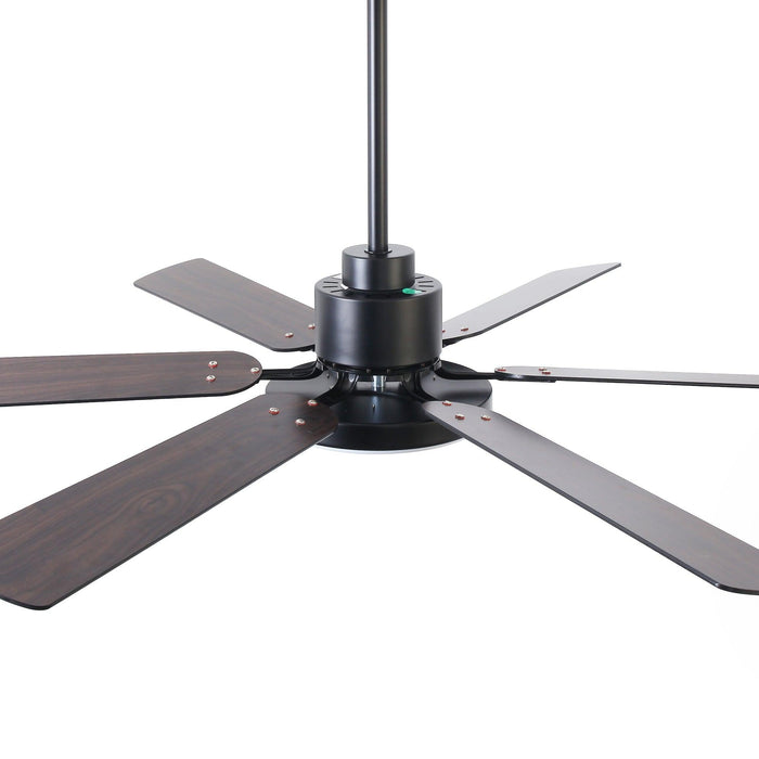 60" Industrial DC Motor Downrod Mount Reversible Ceiling Fan with Lighting and Remote Control - Sweatfully