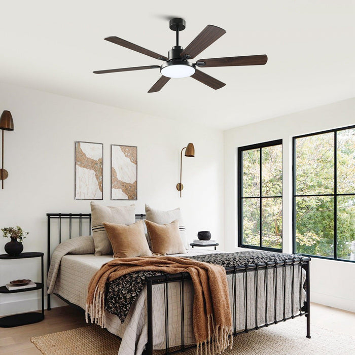 60" Industrial DC Motor Downrod Mount Reversible Ceiling Fan with Lighting and Remote Control - Sweatfully