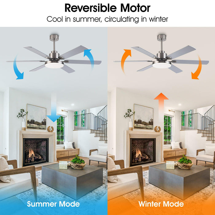60" Lucknow Modern Ceiling Fan with Lighting and Remote Control - Sweatfully