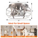 12" Flush Mount Low Profile Caged Small Ceiling Fan with Light and Remote Control - Sweatfully
