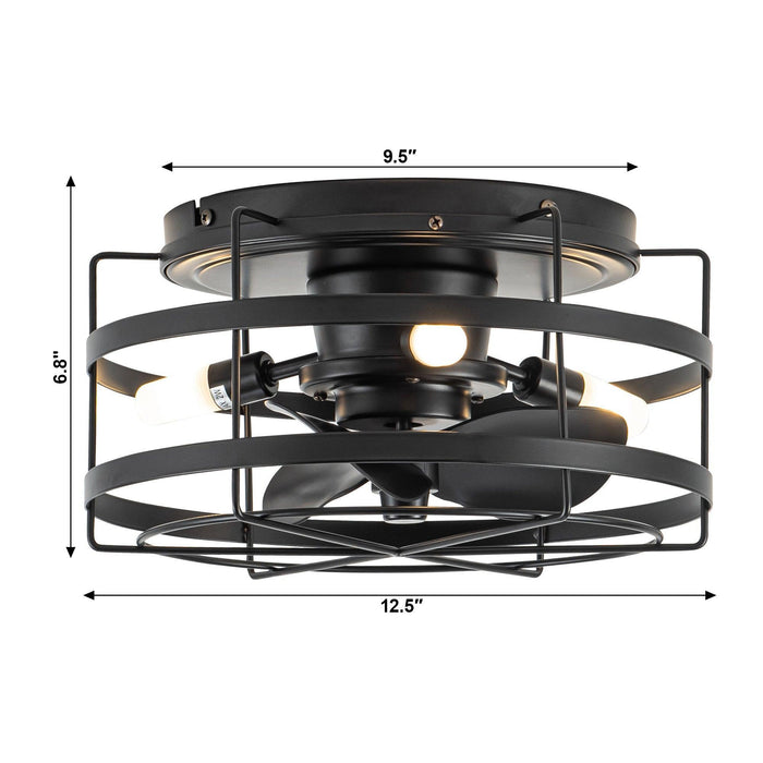 13" Madurai Farmhouse Flush Mount Reversible Ceiling Fan with Lighting and Remote Control - Sweatfully