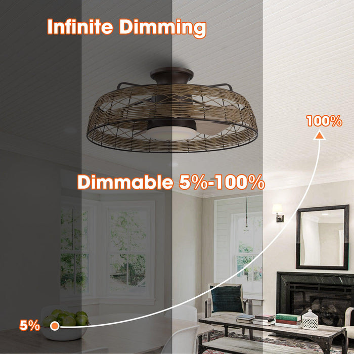 27" Farmhouse Reversible Flush Mount Ceiling Fan - Sweatfully