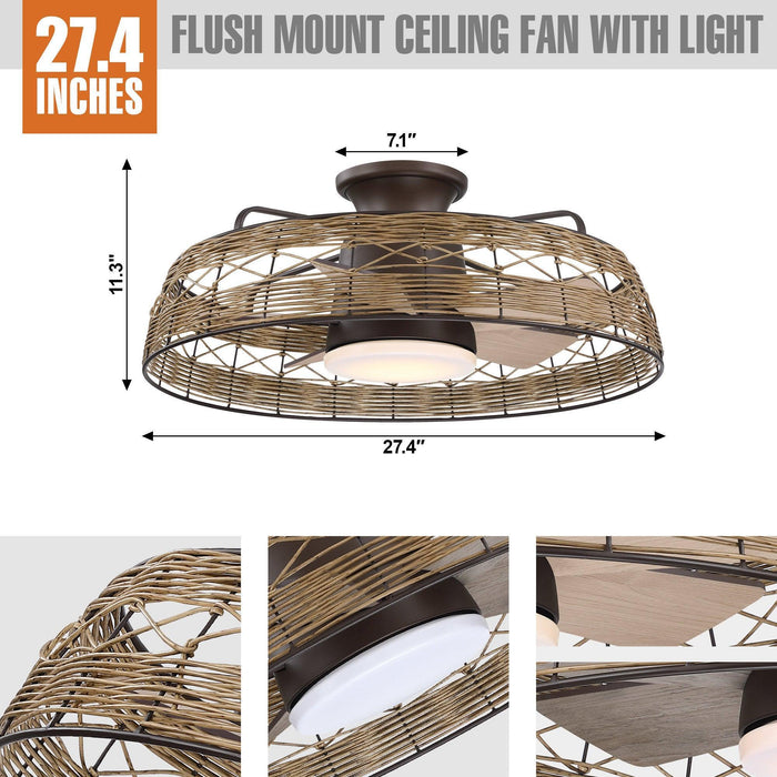 27" Farmhouse Reversible Flush Mount Ceiling Fan - Sweatfully