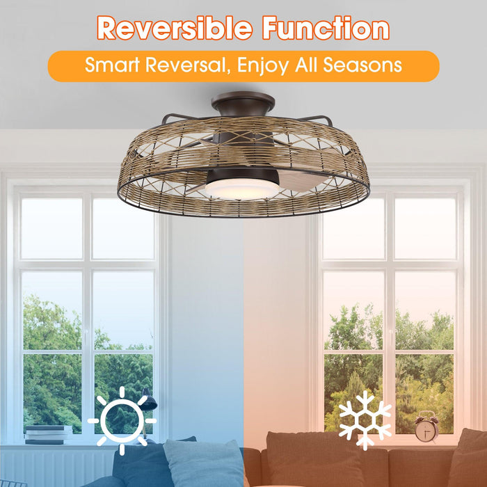 27" Farmhouse Reversible Flush Mount Ceiling Fan - Sweatfully