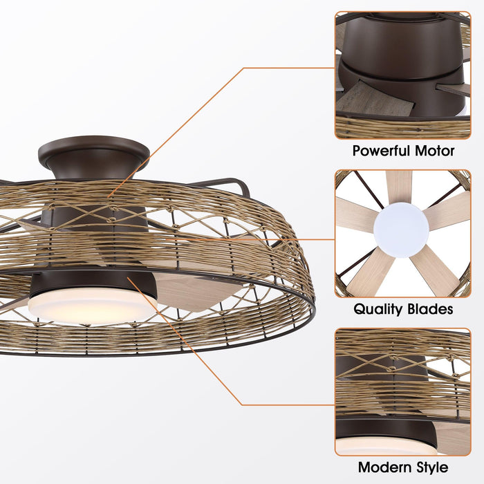 27" Farmhouse Reversible Flush Mount Ceiling Fan - Sweatfully