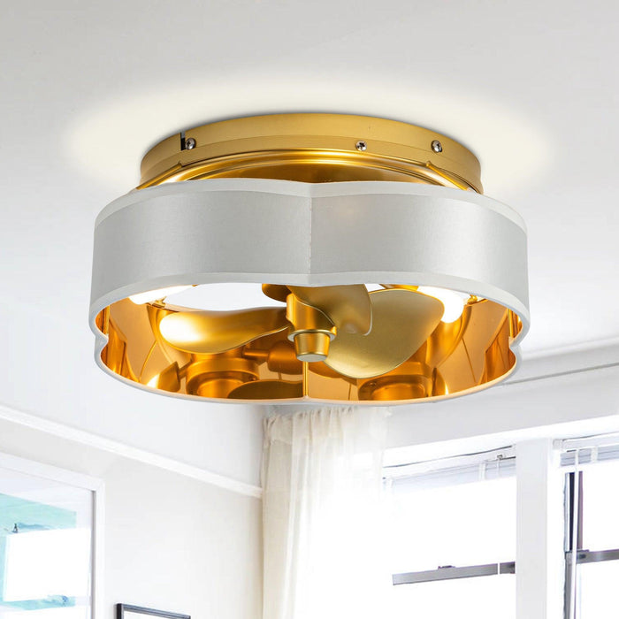 Vaczon 13 Inch Golden Flush Mount Ceiling Fan with Light and Remote Control - Sweatfully