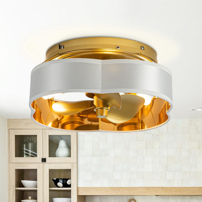 Vaczon 13 Inch Golden Flush Mount Ceiling Fan with Light and Remote Control - Sweatfully