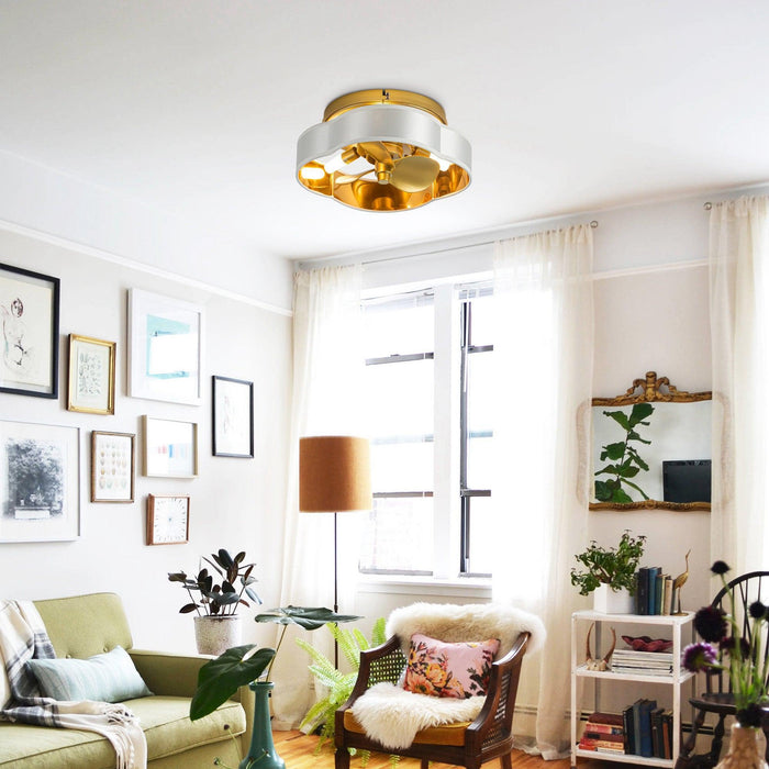 Vaczon 13 Inch Golden Flush Mount Ceiling Fan with Light and Remote Control - Sweatfully