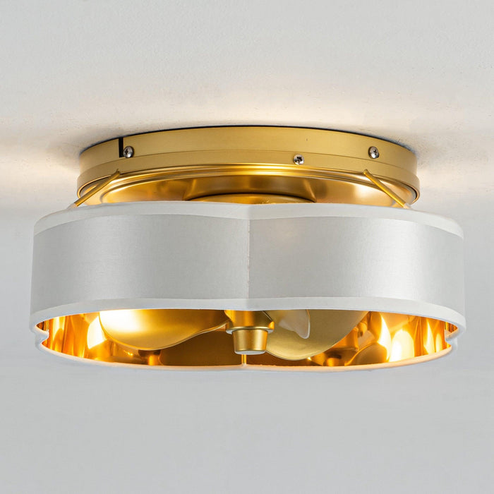 Vaczon 13 Inch Golden Flush Mount Ceiling Fan with Light and Remote Control - Sweatfully