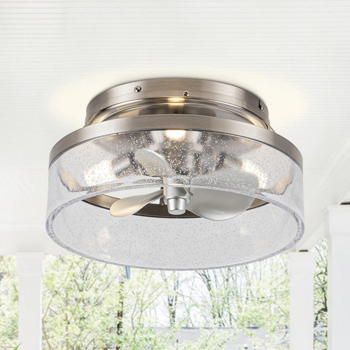 13" Flush Mount Reversible Ceiling Fan with Lighting and Remote Control - Sweatfully