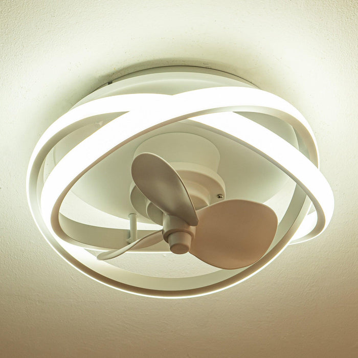 Vaczon 13" Flush Mount Caged Fan with Light and Remote Control - Sweatfully
