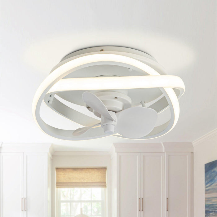 Vaczon 13" Flush Mount Caged Fan with Light and Remote Control - Sweatfully