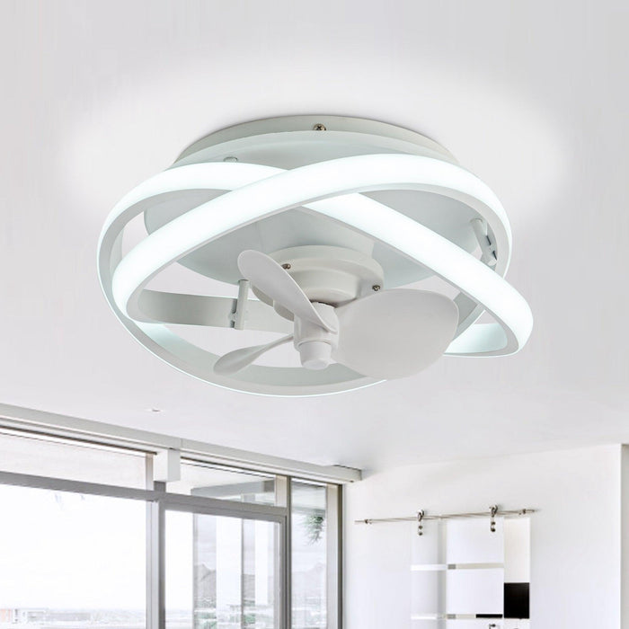 Vaczon 13" Flush Mount Caged Fan with Light and Remote Control - Sweatfully