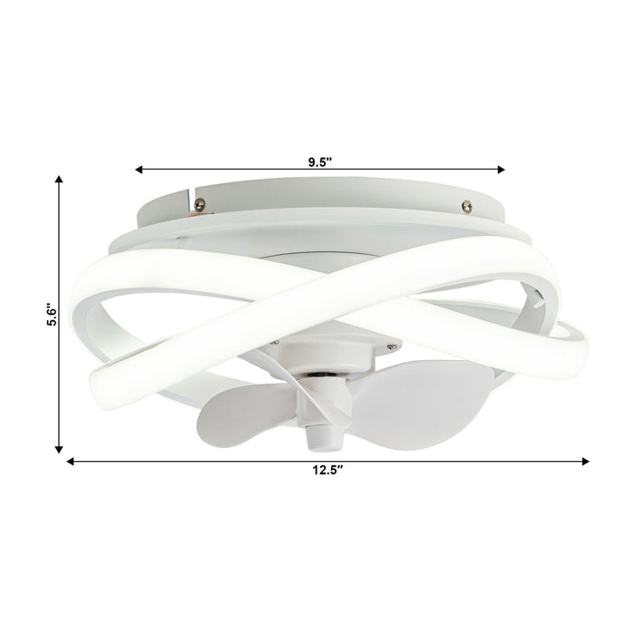 Vaczon 13" Flush Mount Caged Fan with Light and Remote Control - Sweatfully