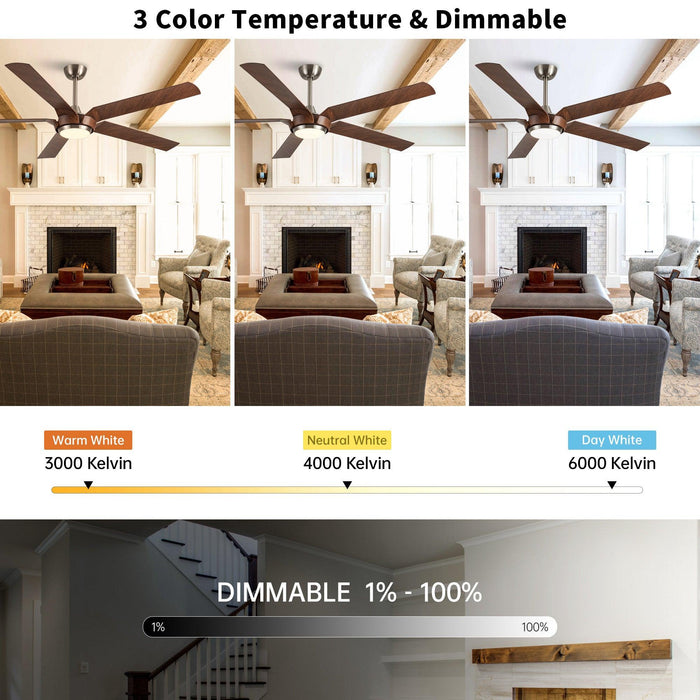 65" Fury Farmhouse DC Motor Downrod Mount Ceiling Fan with Lighting and Remote Control - Sweatfully