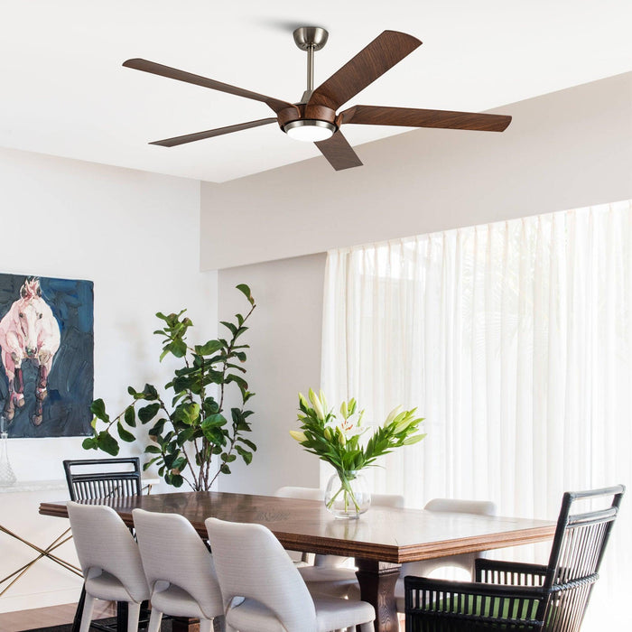 65" Fury Farmhouse DC Motor Downrod Mount Ceiling Fan with Lighting and Remote Control - Sweatfully