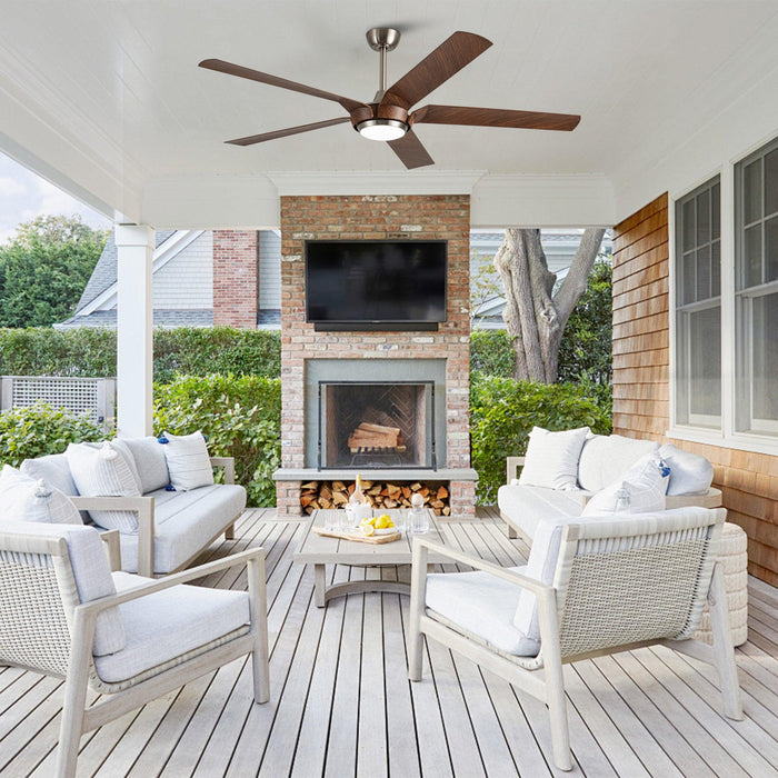 65" Fury Farmhouse DC Motor Downrod Mount Ceiling Fan with Lighting and Remote Control - Sweatfully