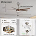 65" Fury Farmhouse DC Motor Downrod Mount Ceiling Fan with Lighting and Remote Control - Sweatfully