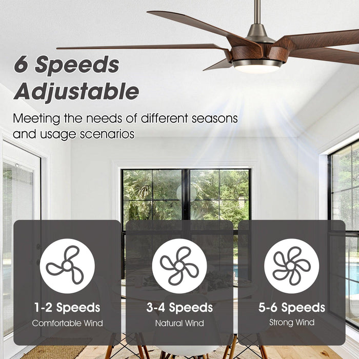 65" Fury Farmhouse DC Motor Downrod Mount Ceiling Fan with Lighting and Remote Control - Sweatfully