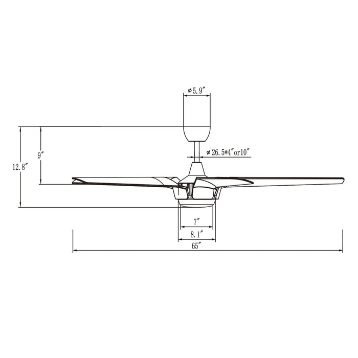 65" Fury Farmhouse DC Motor Downrod Mount Ceiling Fan with Lighting and Remote Control - Sweatfully