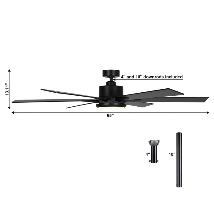 65" Amold Industrial Downrod Mount Ceiling Fan with Lighting and Remote Control - Sweatfully