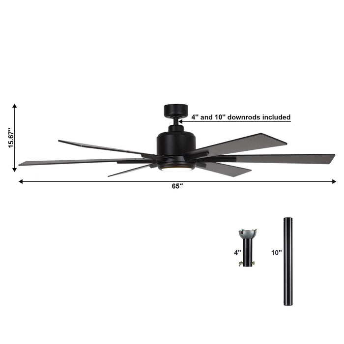 65" Bendan Industrial Downrod Mount Ceiling Fan with Lighting and Remote Control - Sweatfully