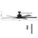 65" Bendan Industrial Downrod Mount Ceiling Fan with Lighting and Remote Control - Sweatfully