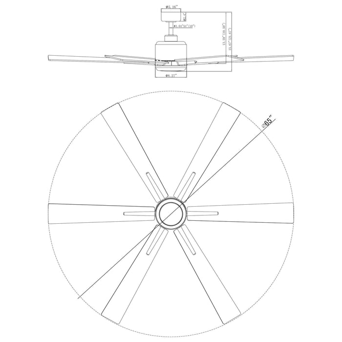 65" Bendan Industrial Downrod Mount Ceiling Fan with Lighting and Remote Control - Sweatfully